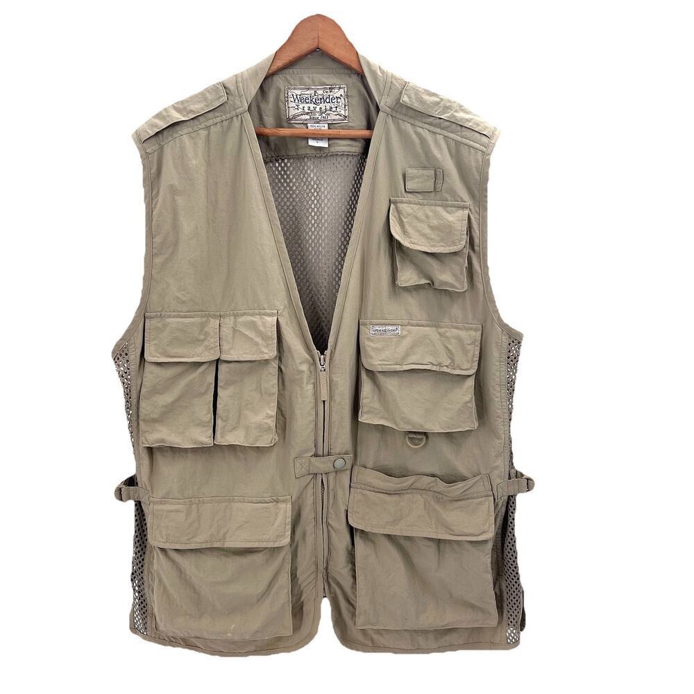 Weekender Traveler Adventure Series Outdoors Fishing Vest Beige Mesh Mens Large